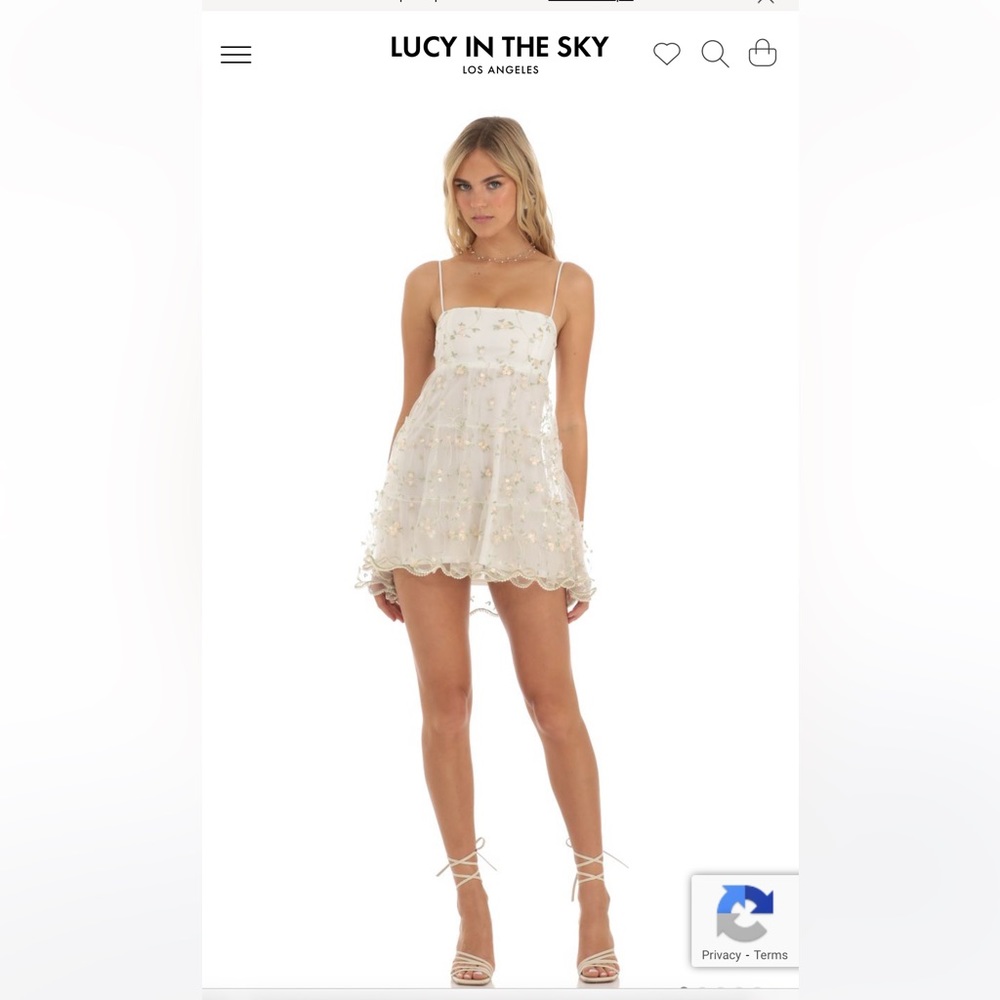 Inara Floral Embroidered Baby-Doll Dress in White
